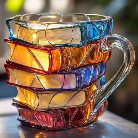 Stacked Books Glass Mug